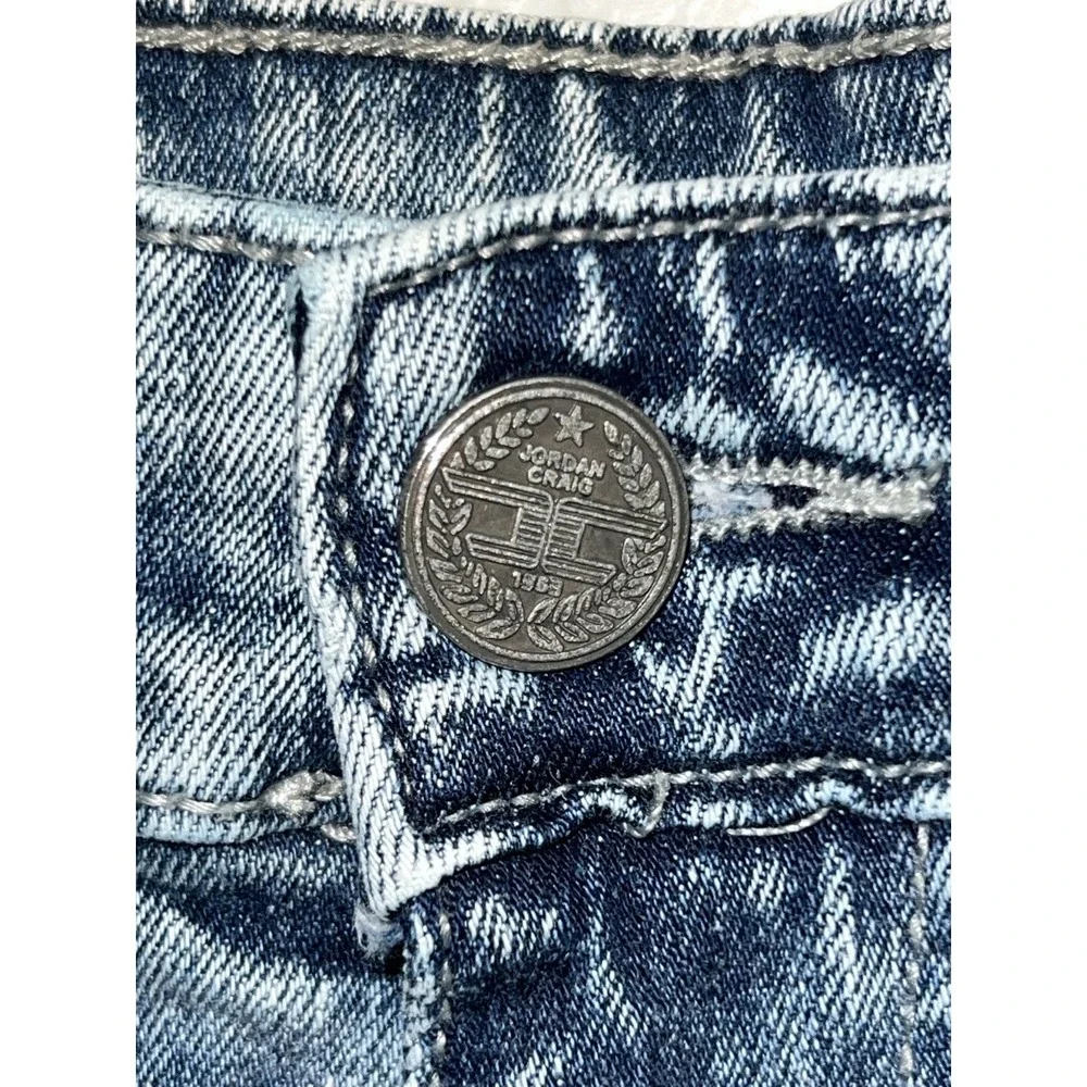 Jordan Craig Travis Patchwork Shorts Mens 36 Blue Denim Distressed Wash Y2K Like